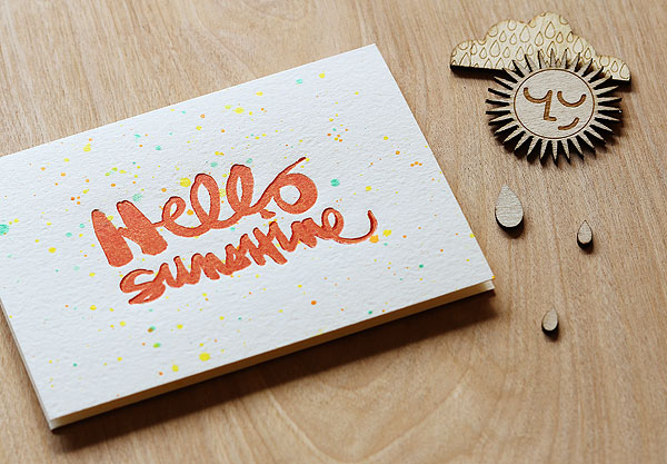 Hello Sunshine letterpress by Lisa Spangler