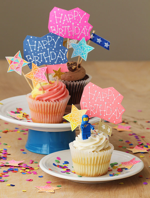 Constellation cupcake toppers by Lisa Spangler for Hero Arts
