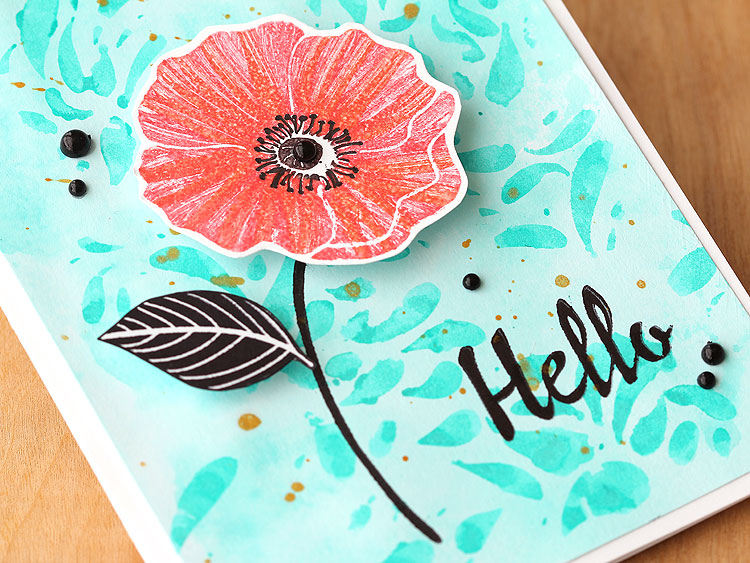 Color directly on a stamp with markers for a pretty poppy texture by Lisa Spangler