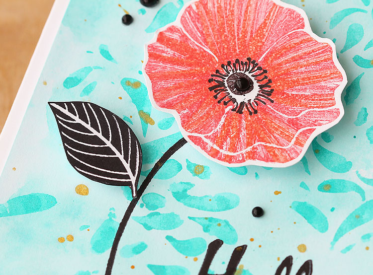 Color directly on a stamp with markers for a pretty poppy texture by Lisa Spangler