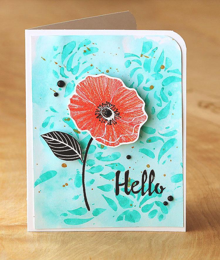 Color directly on a stamp with markers for a pretty poppy texture by Lisa Spangler